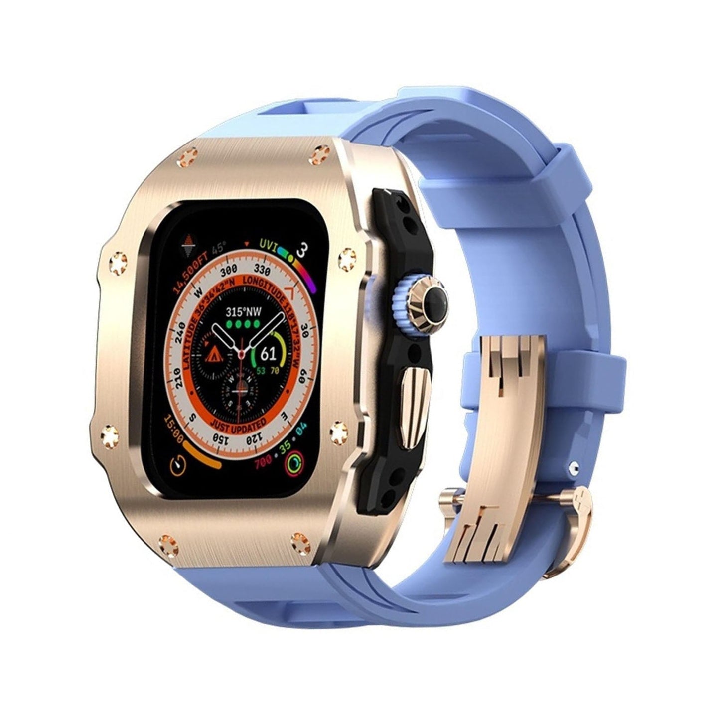 RM Vanguard Series - Fluororubber Band Stainless steel Case For Apple Watch Ultra