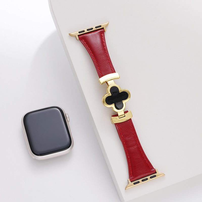 Elegant Lucky Flower Leather Strap For Apple Watch