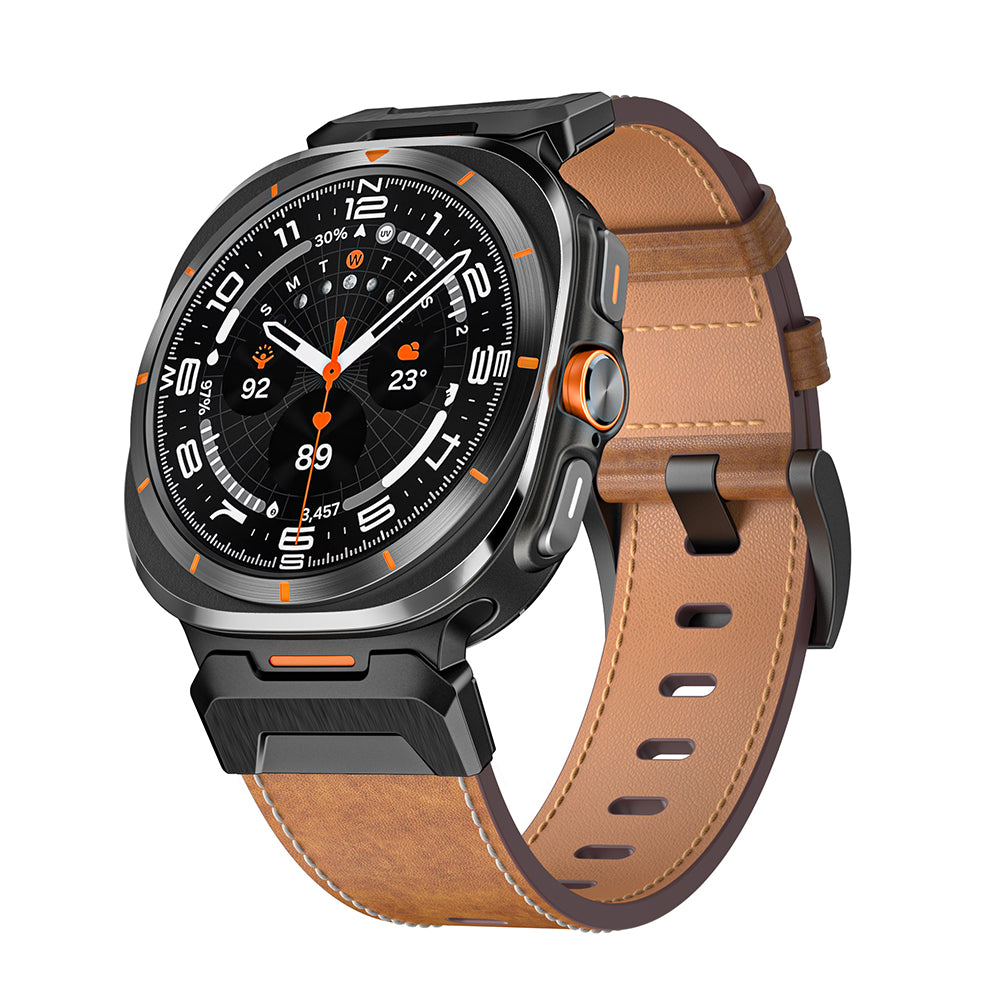 Tactical Leather Band For Samsung Watch 7 Ultra