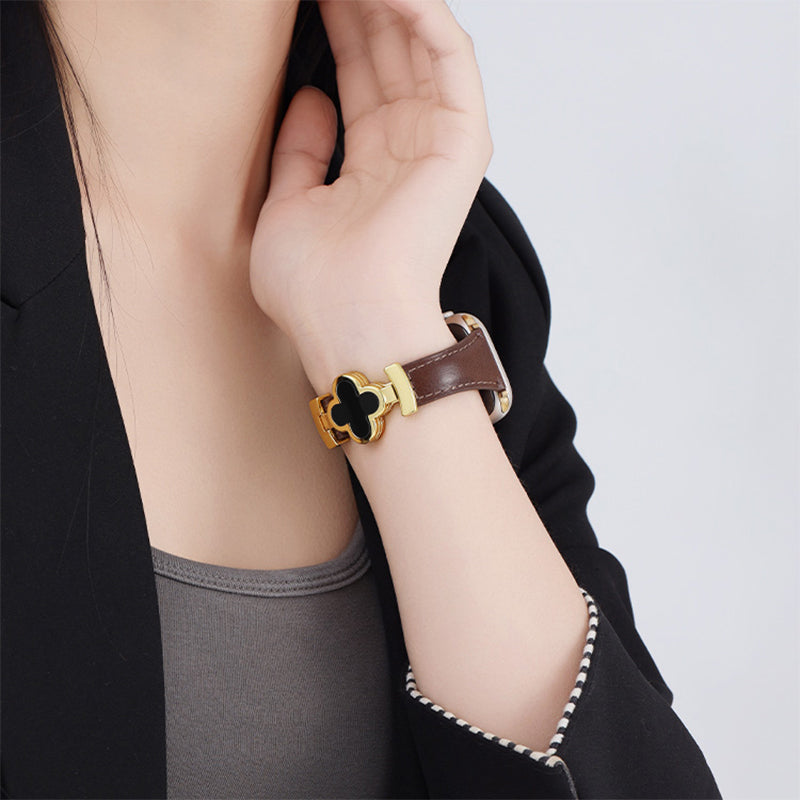 Elegant Lucky Flower Leather Strap For Apple Watch