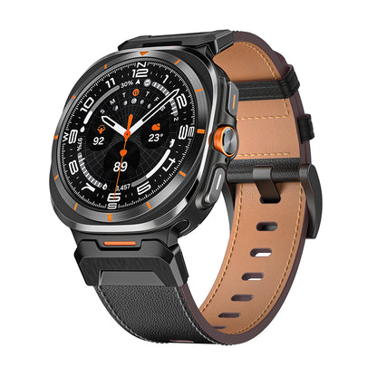 Tactical Leather Band For Samsung Watch 7 Ultra