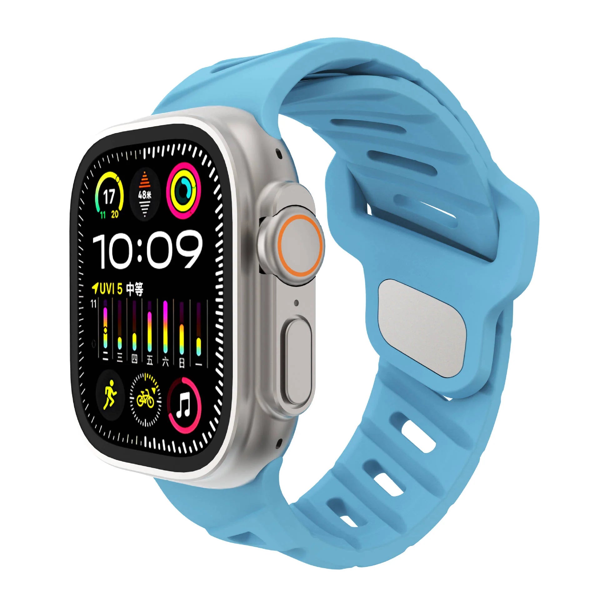 Slanted hole silicone sports strap For Apple Watch