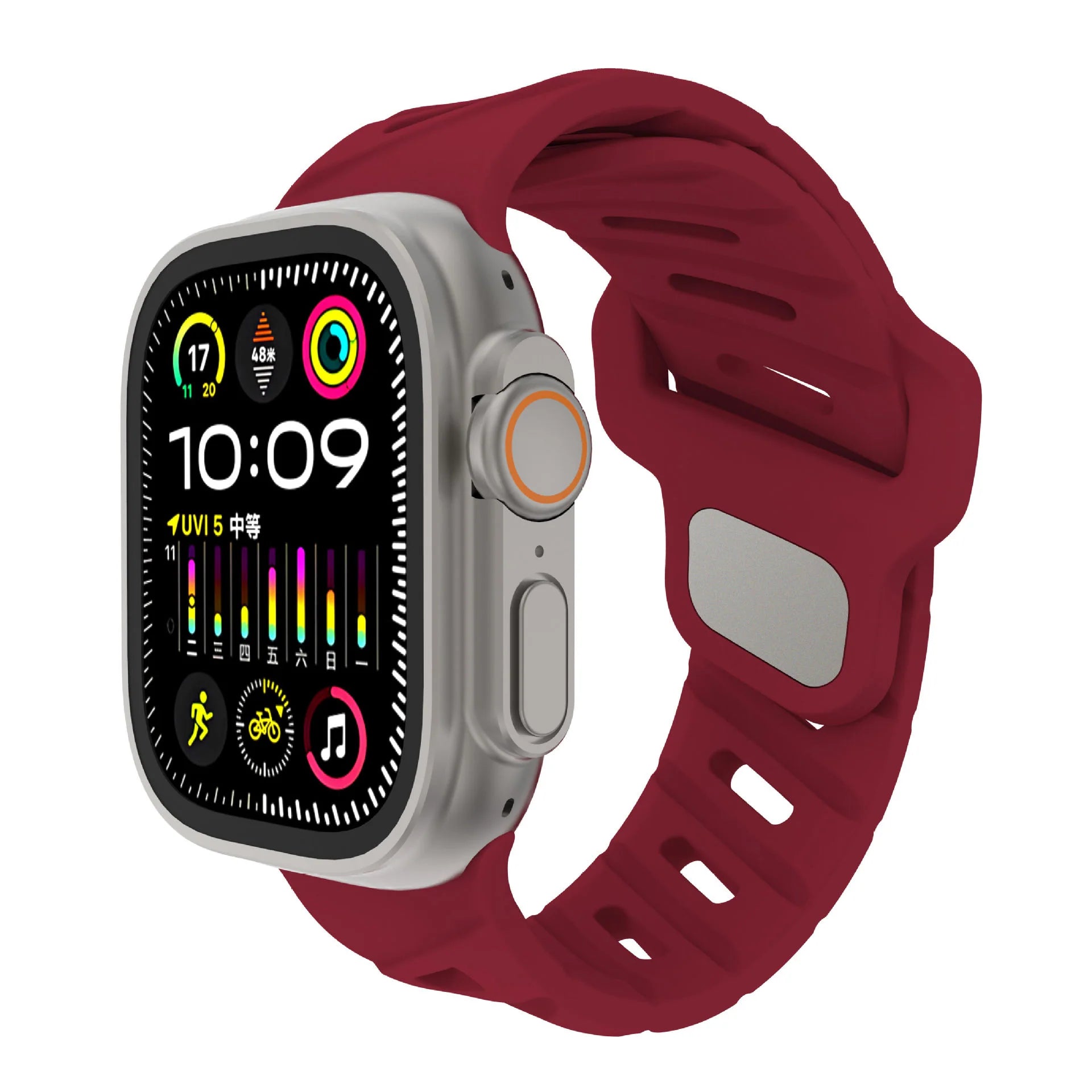 Slanted hole silicone sports strap For Apple Watch