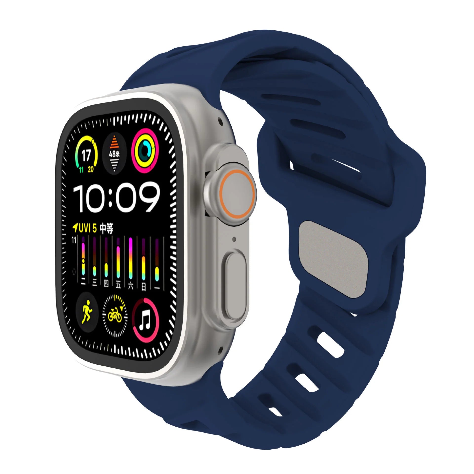 Slanted hole silicone sports strap For Apple Watch