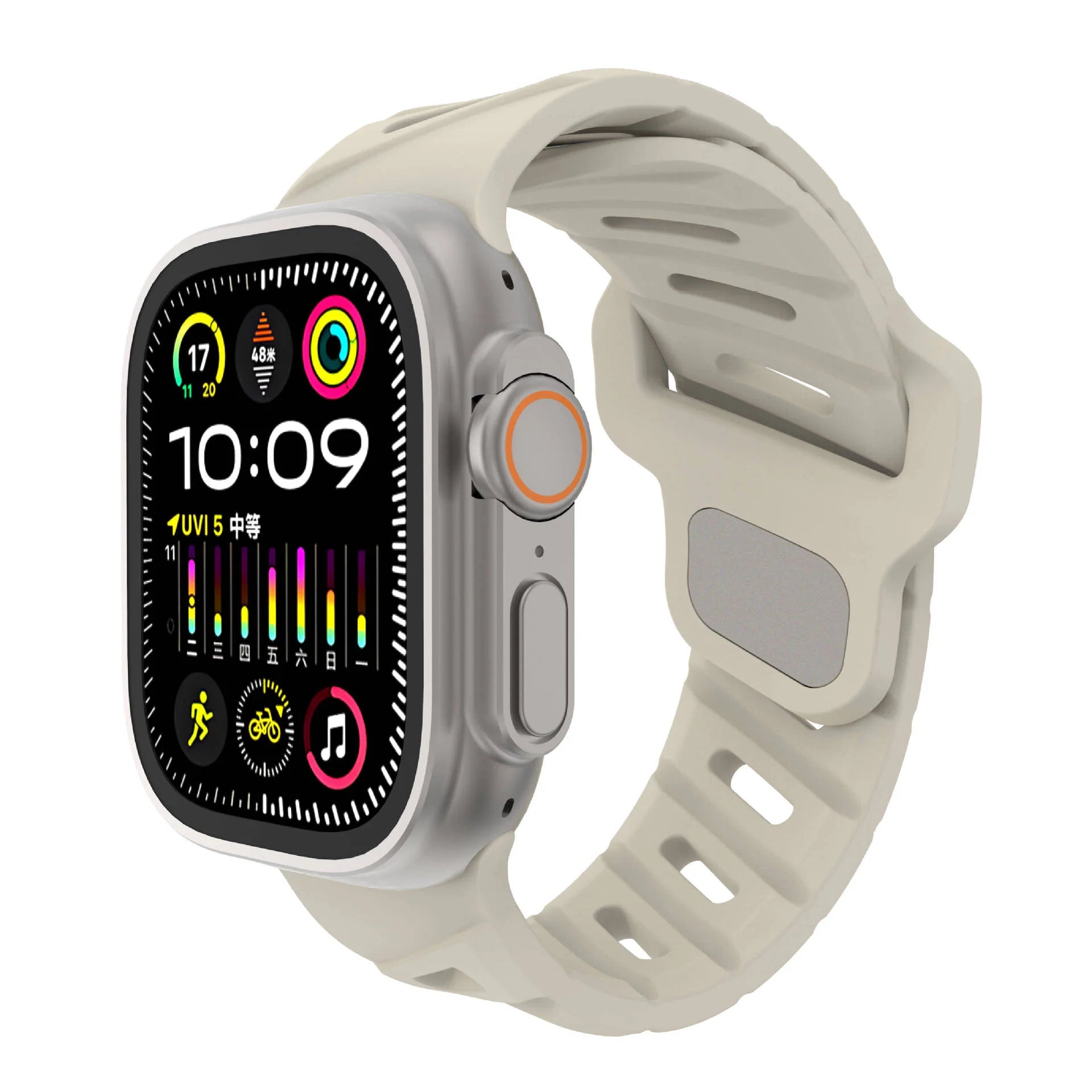 Slanted hole silicone sports strap For Apple Watch