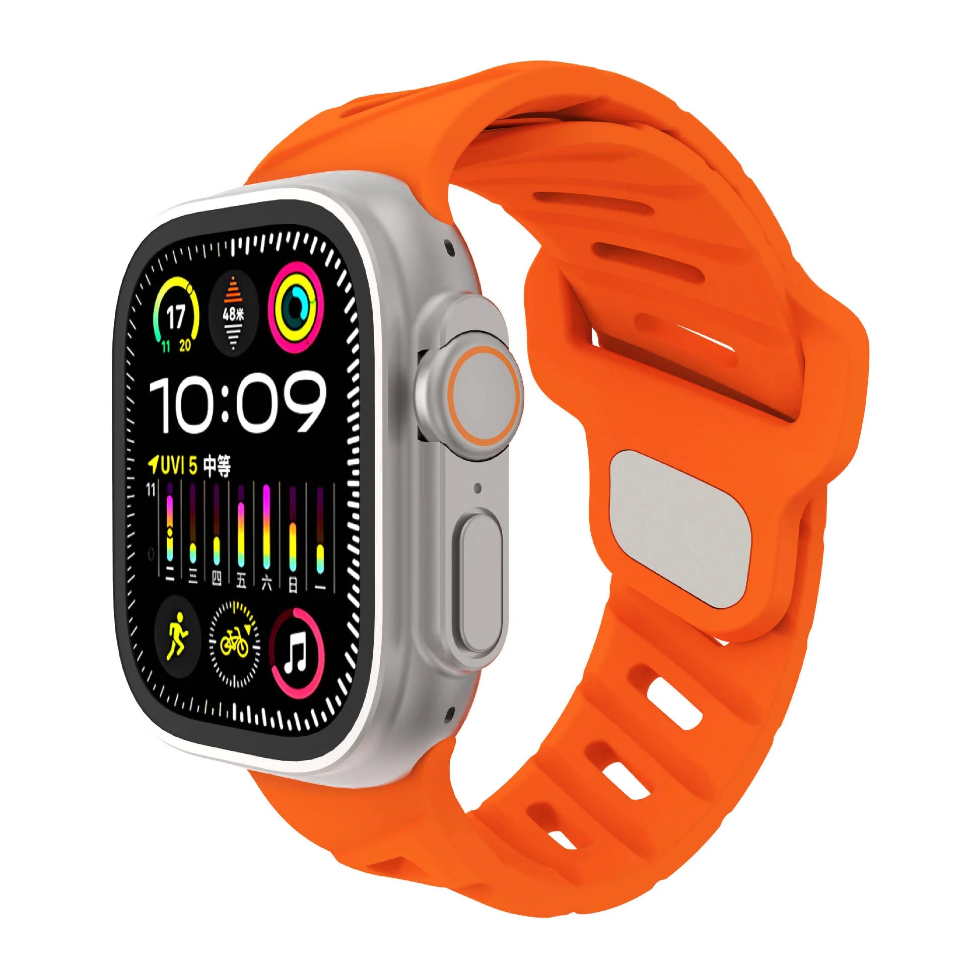 Slanted hole silicone sports strap For Apple Watch