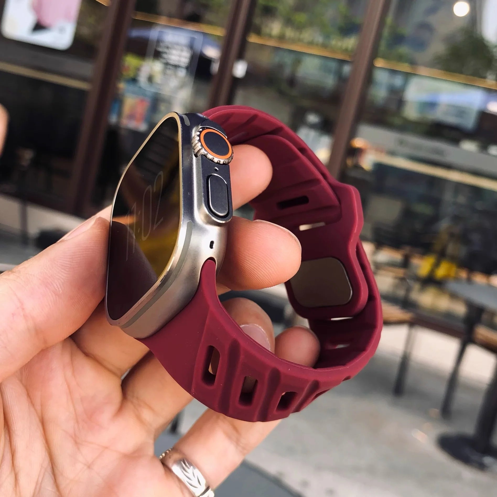 Slanted hole silicone sports strap For Apple Watch