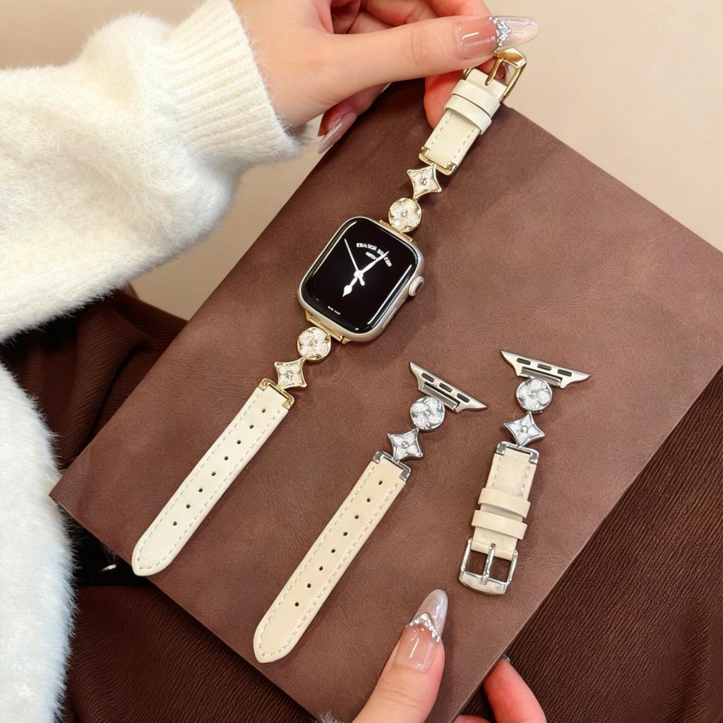 Cross Flower Leather Strap For Apple Watch