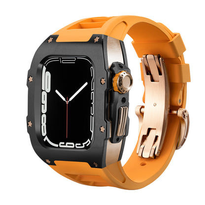 RM Series Fluoro Rubber Band Stainless Steel Case Retrofit Kit For Apple Watch