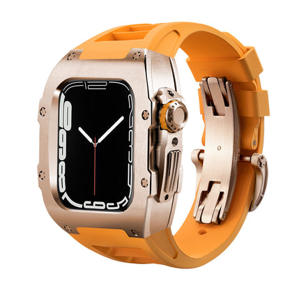 RM Series Fluoro Rubber Band Stainless Steel Case Retrofit Kit For Apple Watch