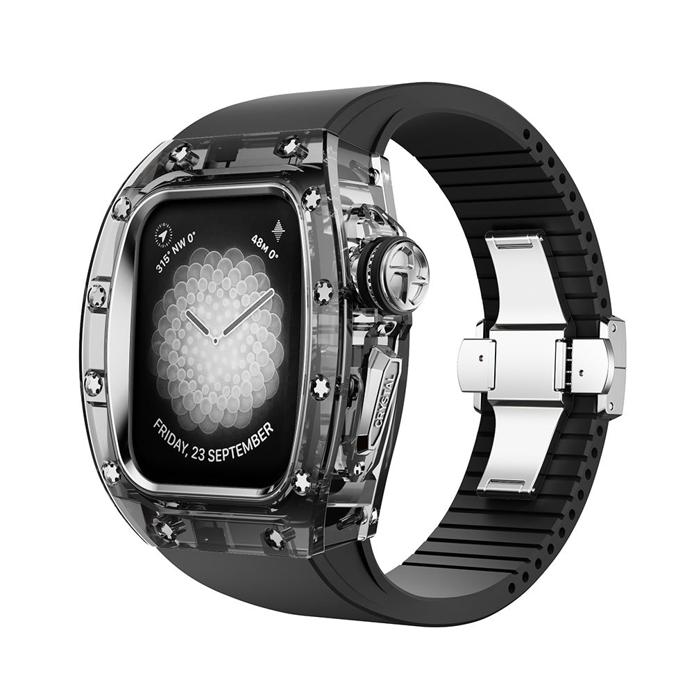 RM Crystaluxe Series - Fluororubber Band Crystal Case Retrofit Kit For Apple Watch