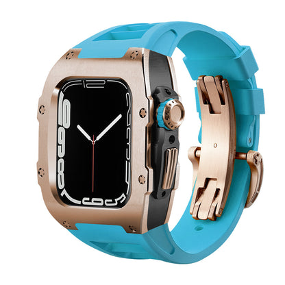 RM Series Fluoro Rubber Band Stainless Steel Case Retrofit Kit For Apple Watch