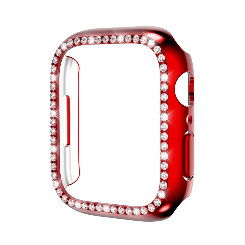 Rhinestone Tempered Glass Case Cover Compatible With Apple Watch