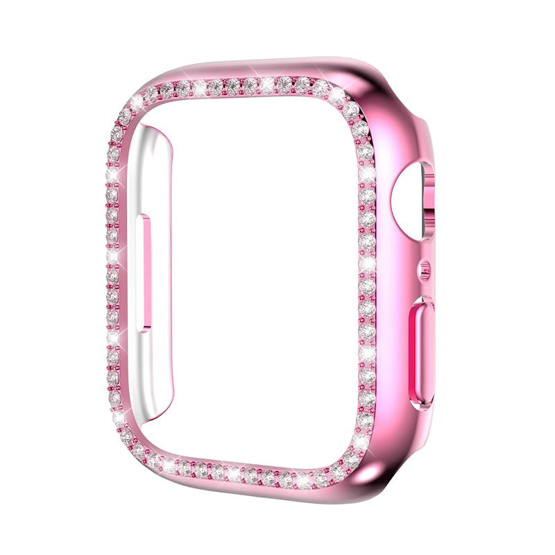 Rhinestone Tempered Glass Case Cover Compatible With Apple Watch