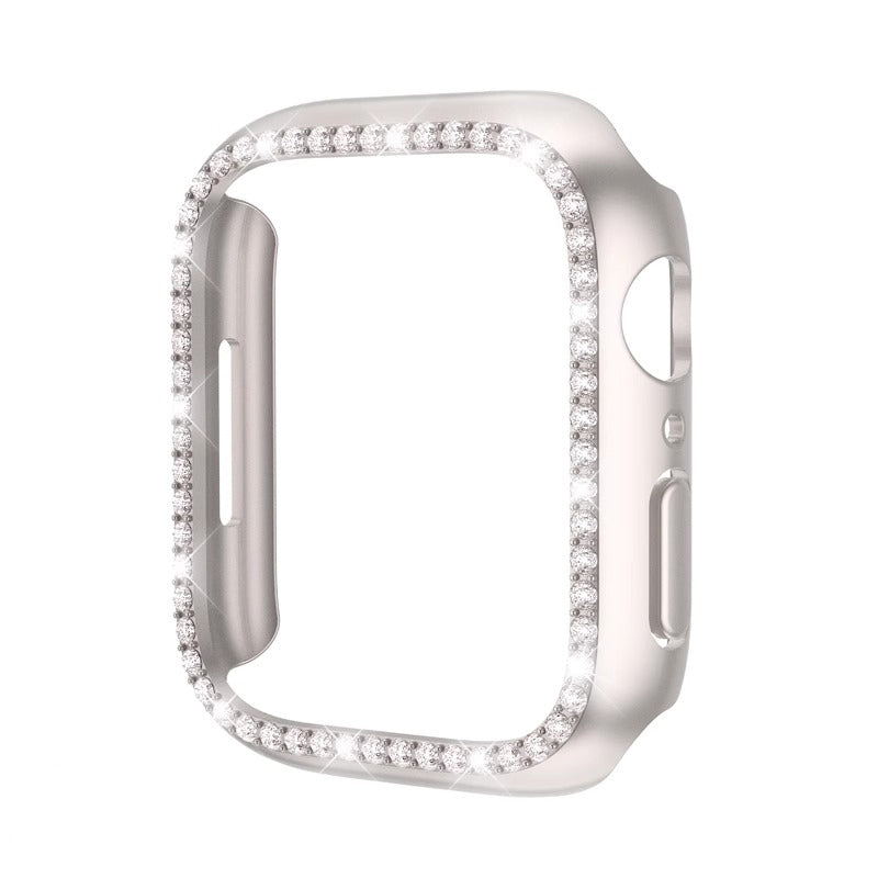 Rhinestone Tempered Glass Case Cover Compatible With Apple Watch