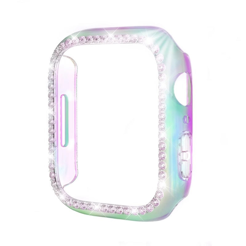 Rhinestone Tempered Glass Case Cover Compatible With Apple Watch