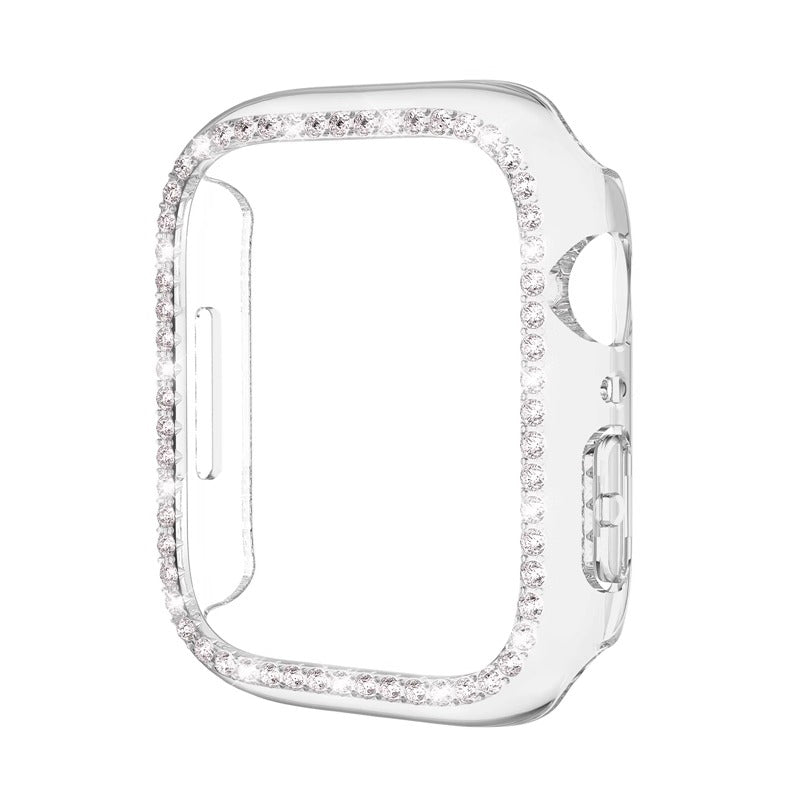 Rhinestone Tempered Glass Case Cover Compatible With Apple Watch