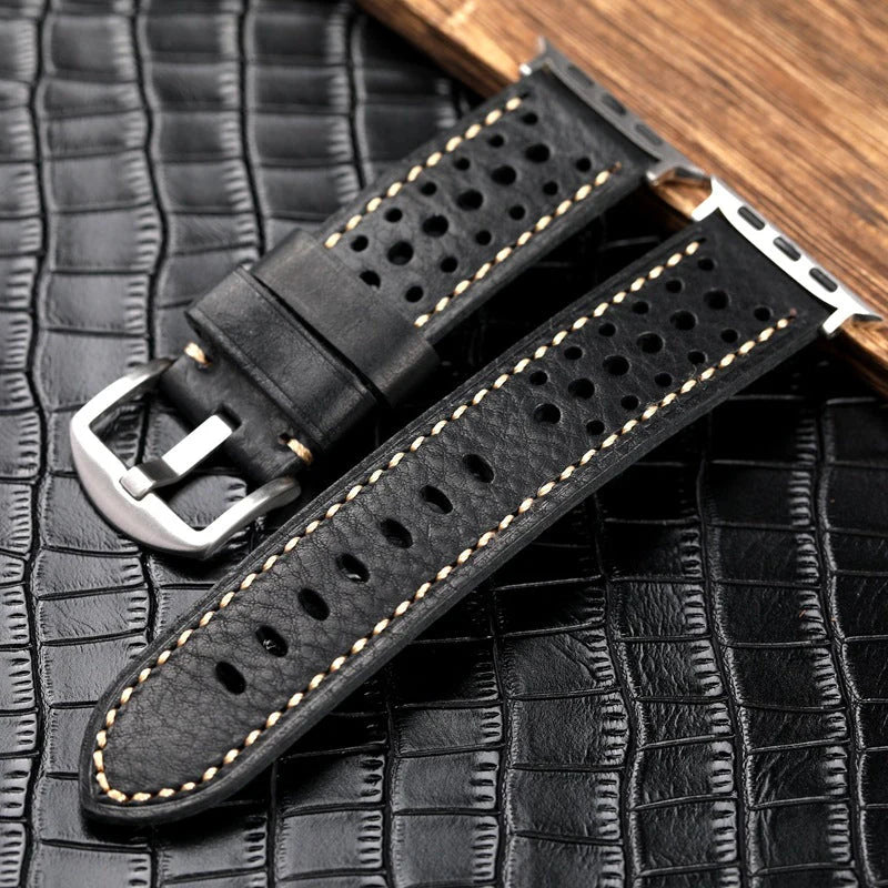 Vintage Racing Leather Band For Apple Watch