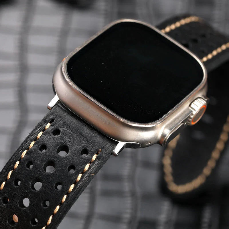 Vintage Racing Leather Band For Apple Watch