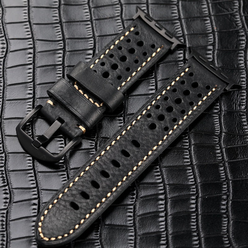 Vintage Racing Leather Band For Apple Watch