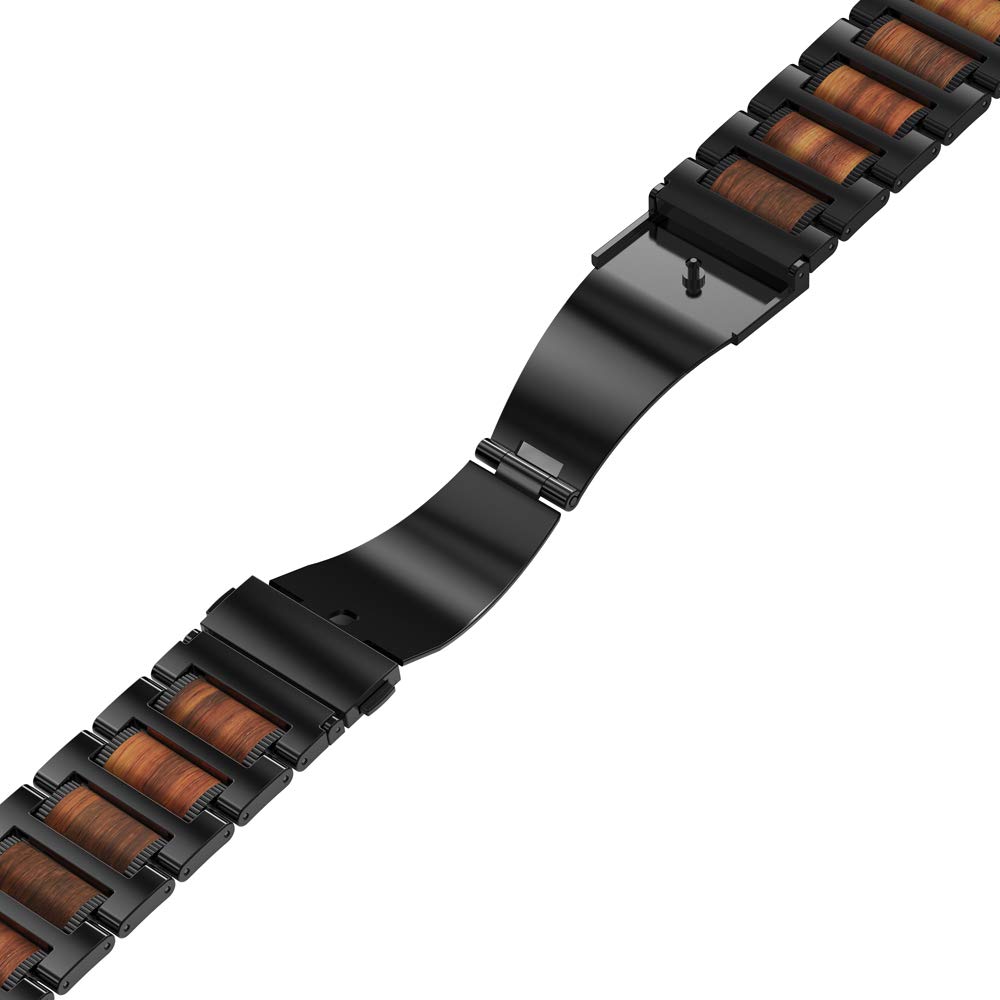 Natural Red Sandalwood & Metal Watch Band
