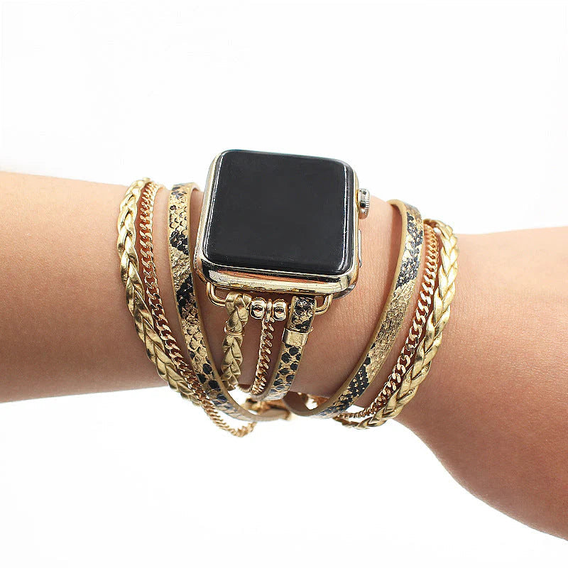 Snakeskin Leather Strap Chain For Apple Watch