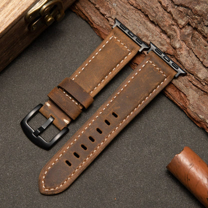 Vintage Leather Apple Watch Band - Frosted design